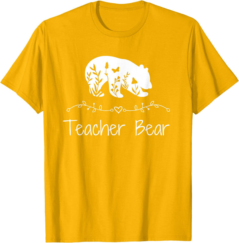 Teacher Bear Funny Teachers back to school Gifts Teacher Bear For Educators - Teacher Appreciation T-Shirt - Golden Yellow