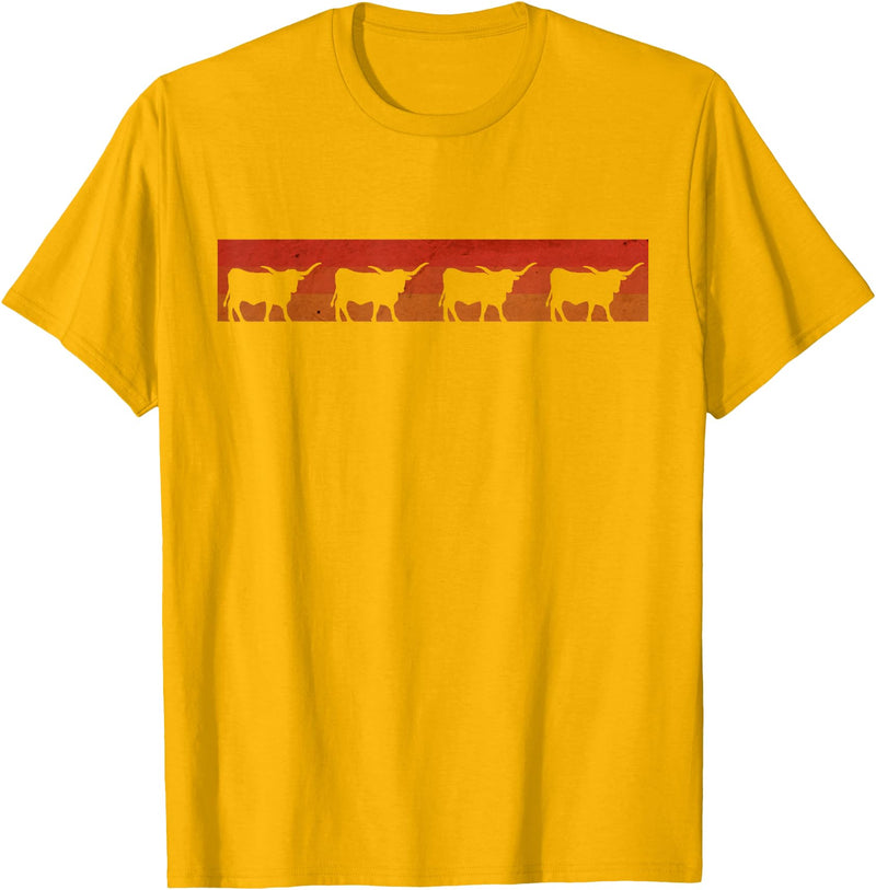 Triple G Mavs Vintage Retro Longhorn Shirt Cow Farm Animal Gift T-Shirt - Golden Yellow