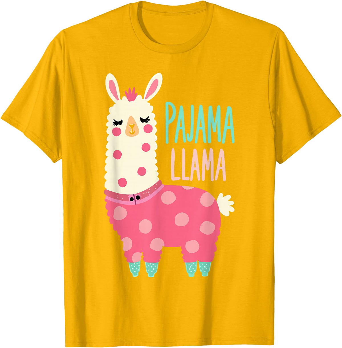 Two Suns Llama Design Lama Pajama T-Shirt - Golden Yellow