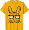 Easter Bunny Face Sunglasses Retro Rabbit Men Boy Kids Youth T-Shirt in Golden Yellow