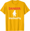 Funny Tees Danger Man Bear Pig T-Shirt - Golden Yellow