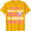 Funny Pig Farm Piggy Farmer Farming Gifts DAIMMER Time Spent With Pigs Is Never Wasted T-Shirt - Golden Yellow
