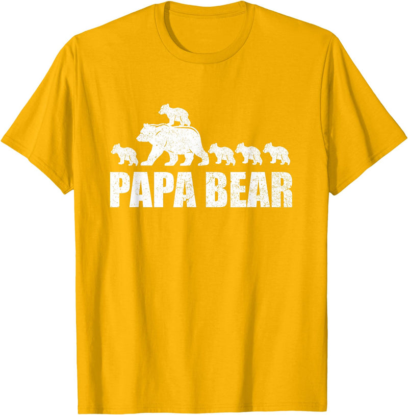 Papa Bear 5 Kids TShirt Papa Bear 5 Cubs Shirt Papa Bear 5 Cubs Shirt Daddy Bear 5 Kids TShirt Papa 5 Kids T-Shirt - Golden Yellow