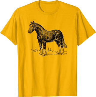 Horse Clydesdale Shirts Horse Clydesdale Workhorse Simple Graphic T-shirt T-Shirt - Golden Yellow