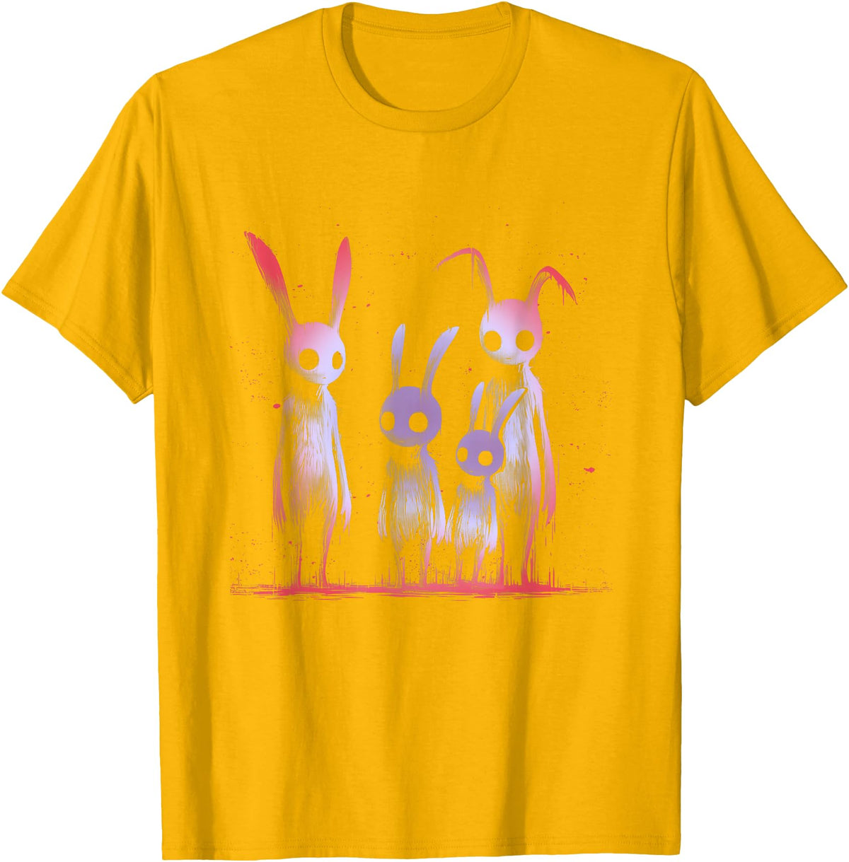 Dark Aesthetic Rabbit T-Shirt in Golden Yellow
