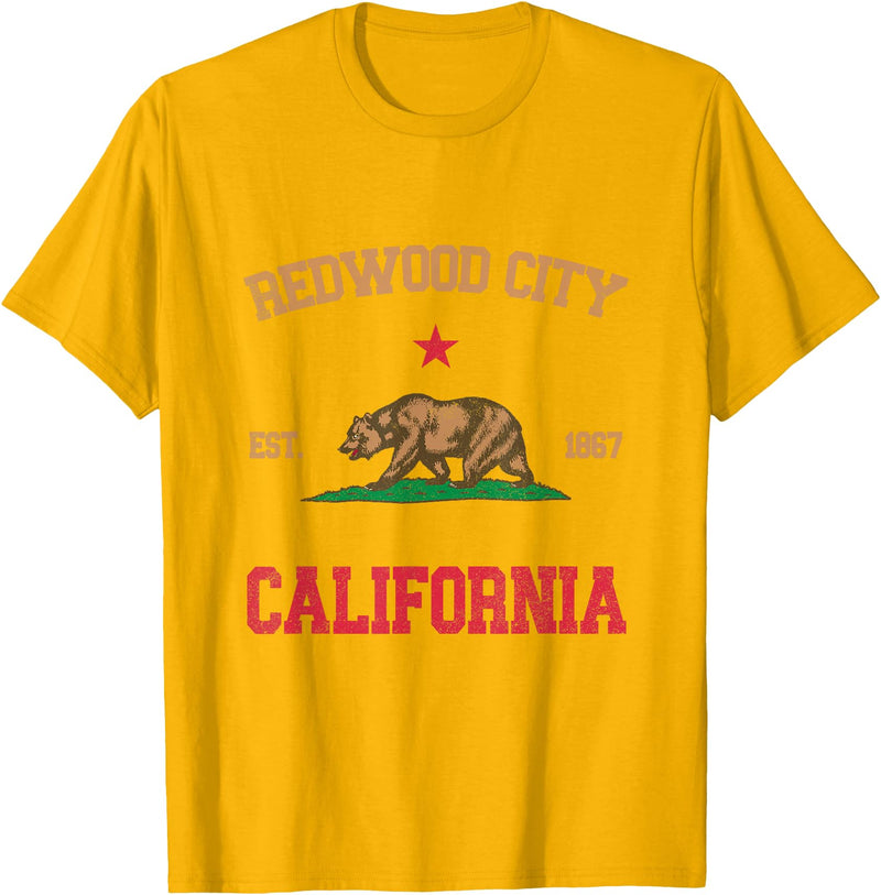 Redwood City California CA Designs Redwood City California T-Shirt - Golden Yellow
