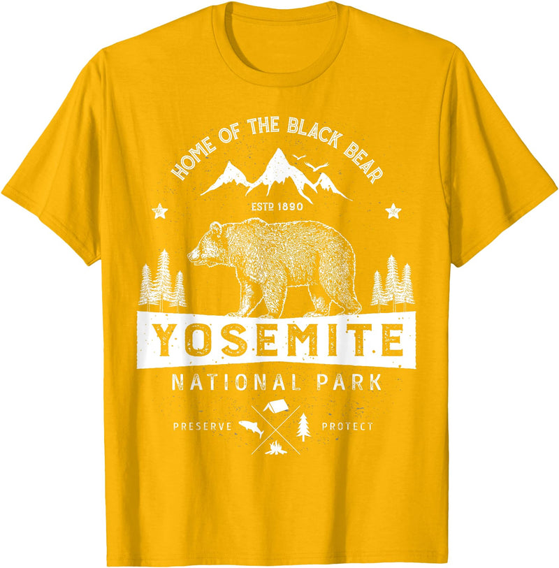 Lique National Park Yosemite National Park T shirt California Bear Vintage Gifts T-Shirt - Golden Yellow
