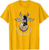Outstanding in the Field Just Anudder Day in Paradise Funny Cow Farmer Dairy T-Shirt - Golden Yellow