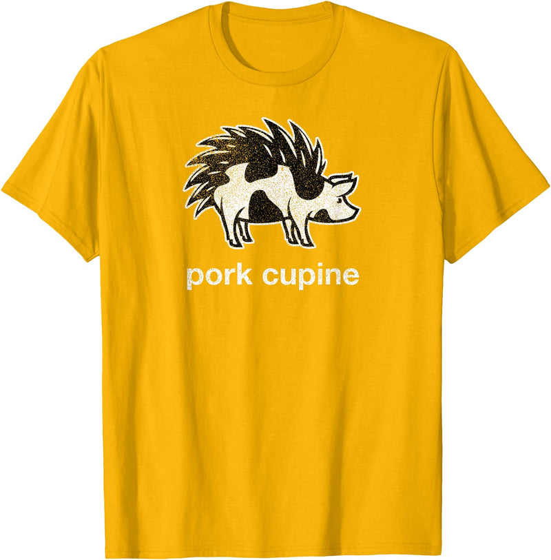 Pork Cupine Shirts Funny Pork-Cupine Shirt - Porcupine and Pig Tee T-Shirt - Golden Yellow