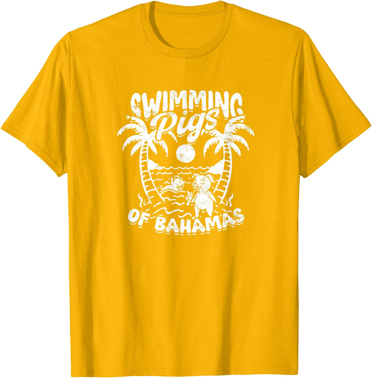 Bahamas - Animals - Attraction SWIMMING PIGS OF BAHAMAS - Bahamas T-Shirt - Golden Yellow