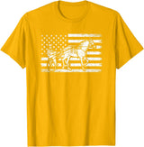 horse racing gifts Harness racing american flag, horse harness racing T-Shirt - Golden Yellow