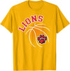 LIONS TEES CO Lions Basketball Red Lion Pride School Spirit Lion Mascot T-Shirt - Golden Yellow