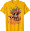 Scottish Farm Matching Mom Daughter Highland Cow Highland Cow Mama Mom Baby Calf Daughter Floral Mothers Day T-Shirt -