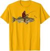 Northern Outdoor Walleye Collection Walleye Fishing Bigfoot Riding Fisherman Funny Angler T-Shirt - Golden Yellow