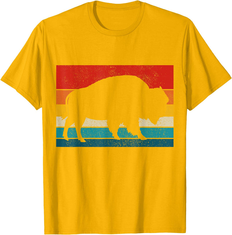 We Love Bison Bison Retro American Buffalo National Park Vintage T-Shirt - Golden Yellow