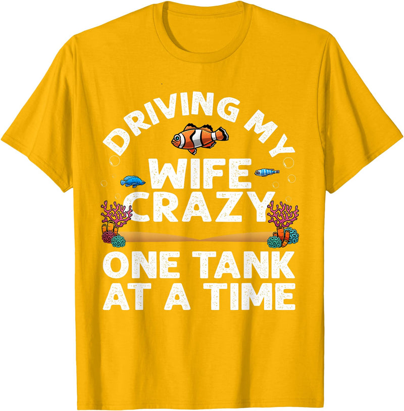 Best Fish Tank Gift For Aquarium Lovers Fishkeeper Funny Aquarium Designs Men Dad Husband Fish Tank Fishkeeping T-Shirt - Golden Yellow
