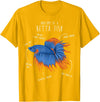 Cool Dog Gifts Betta Fish Siamese Fighting Fish Anatomy, Funny Aquarium Pet T-Shirt - Golden Yellow