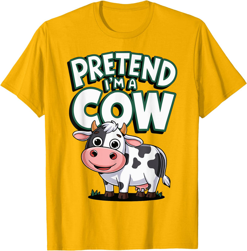AnI'mal Cow Farm AnI'mal Halloween Costume Party Pretend I'm A Cow T-Shirt - Golden Yellow