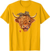 Highland Cow Lover Western Cowgirl Cowboy Farmer Cute Highland Cow Leopard Bow Bandana Western Cowboy Cowgirl T-Shirt -