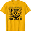 P22 Mountain Lion Tee Shirts for Nature Lovers P-22 Mountain Lion Legend LA California Art P22 Peace Love T-Shirt - Golden Yellow