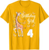 Giraffe Birthday Party by LazyPanda Giraffe 4th Birthday Girl 4 Years Old Giraffe Lover T-Shirt - Golden Yellow