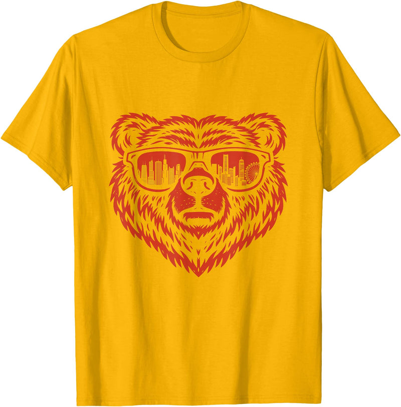 Bear Lover Merch Bear Sunglasses - Bear Lover T-Shirt - Golden Yellow