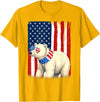 Patriotic USA Flag Polar Bear 4th of July Co. Polar Bear US America Flag Men Women 4th of July Patriotic T-Shirt - Golden Yellow