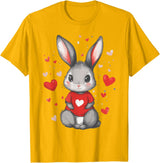 Rabbit Lover Heart Girls Valentine’s Day Women Bunny T-Shirt in Golden Yellow