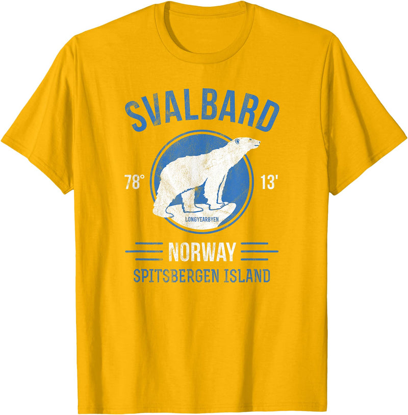 Svalbard T-Shirt Co. Svalbard Polar Bear Aurora | Longyearbyen Spitsbergen Norway T-Shirt - Golden Yellow