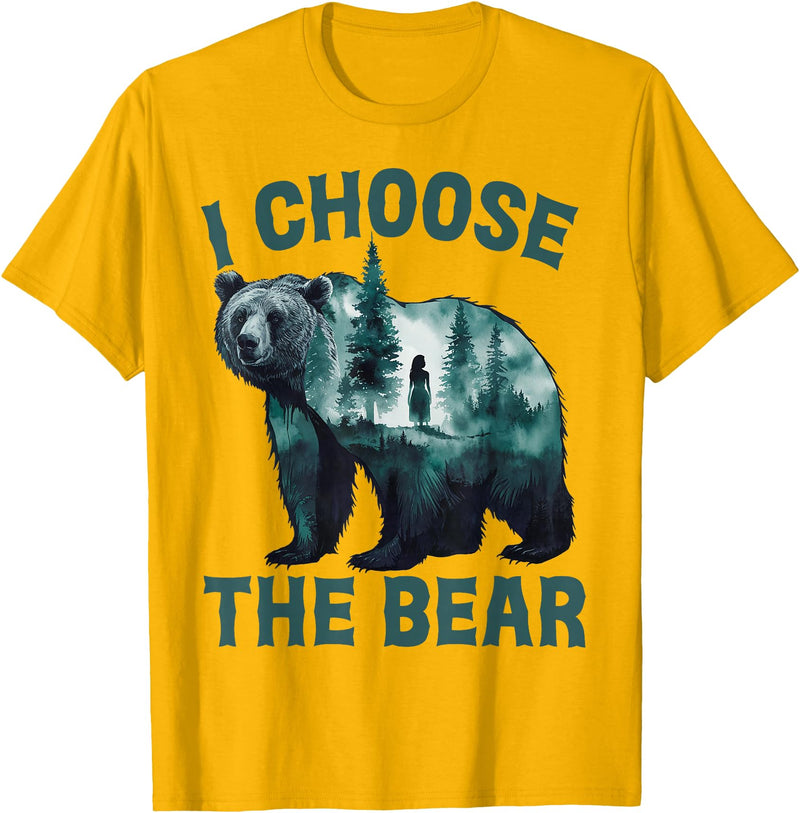 I choose the bear Apparel I choose the bear Shirt 2024 Bear In The Camp Trending T-Shirt - Golden Yellow