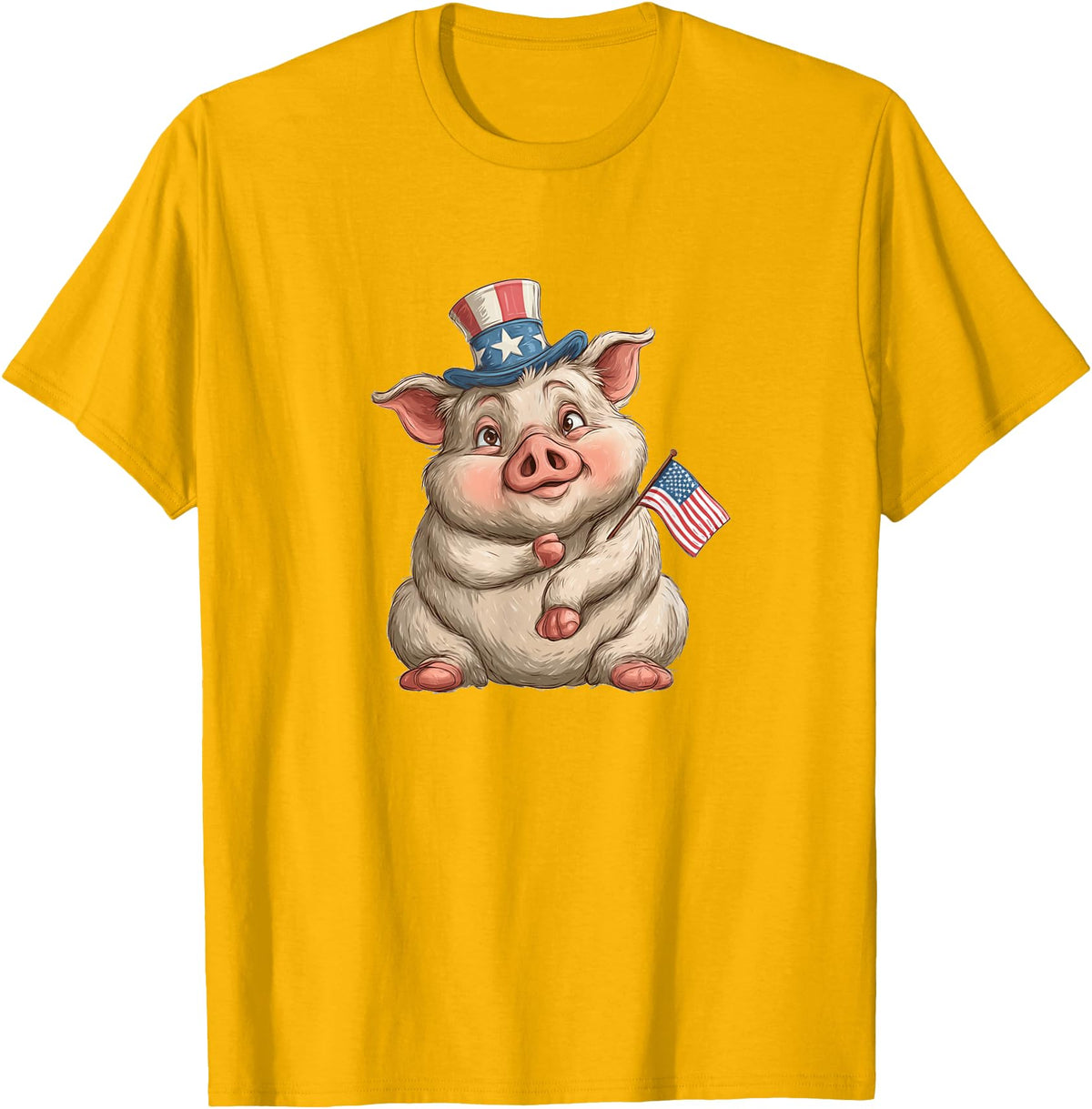 USA Pig Outfit Awesome US Pig T-Shirt - Golden Yellow