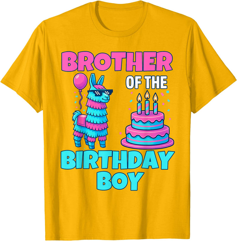 gaming gamer Birthday Llama Pinata Family Apparel Brother Birthday Boy Llama Pinata Party Family mathing Men T-Shirt - Golden Yellow