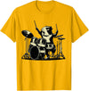 Retro Drummer Guinea Pig Lover Rock Design Guinea Pig Drummer Rock Drummer Guinea Pig Playing Drums T-Shirt - Golden Yellow
