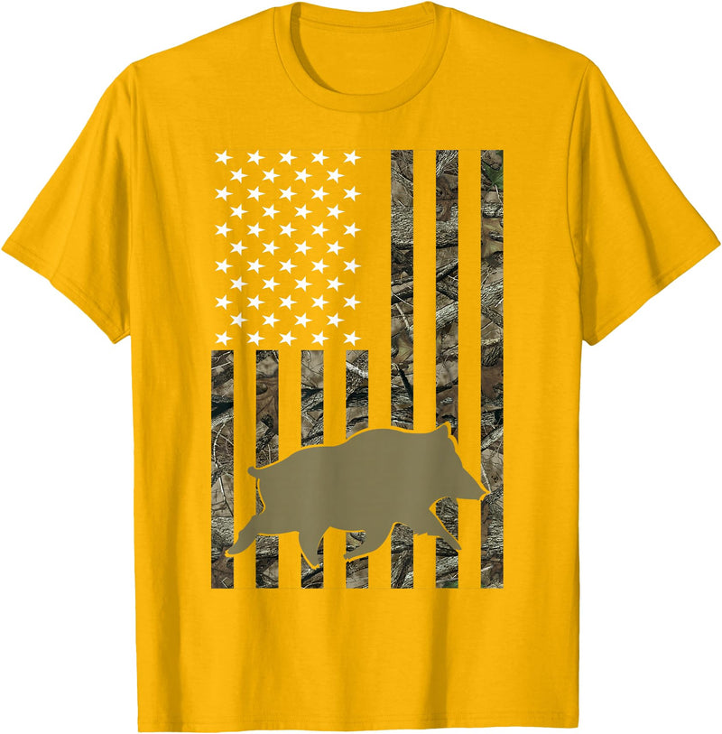 Hunting By Design Tee Company Hog Hunting Shirts for Men Women Wild Boar Pig Hunter T-Shirt - Golden Yellow