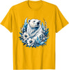 Arctic Polar Bear Floral Crystal Nature Winter Wildlife Polar Bear with Ice Flowers T-Shirt - Golden Yellow