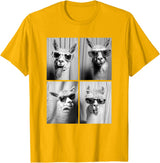 Funny Animal Photography Clothing Co. Funny Llamas with Sunglasses Cool Llama Animals Photo Booth T-Shirt - Golden Yellow