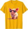 Funny Piggy Pig Sunglasses Piggy Costume for bespectacled Pigs Lovers T-Shirt - Golden Yellow