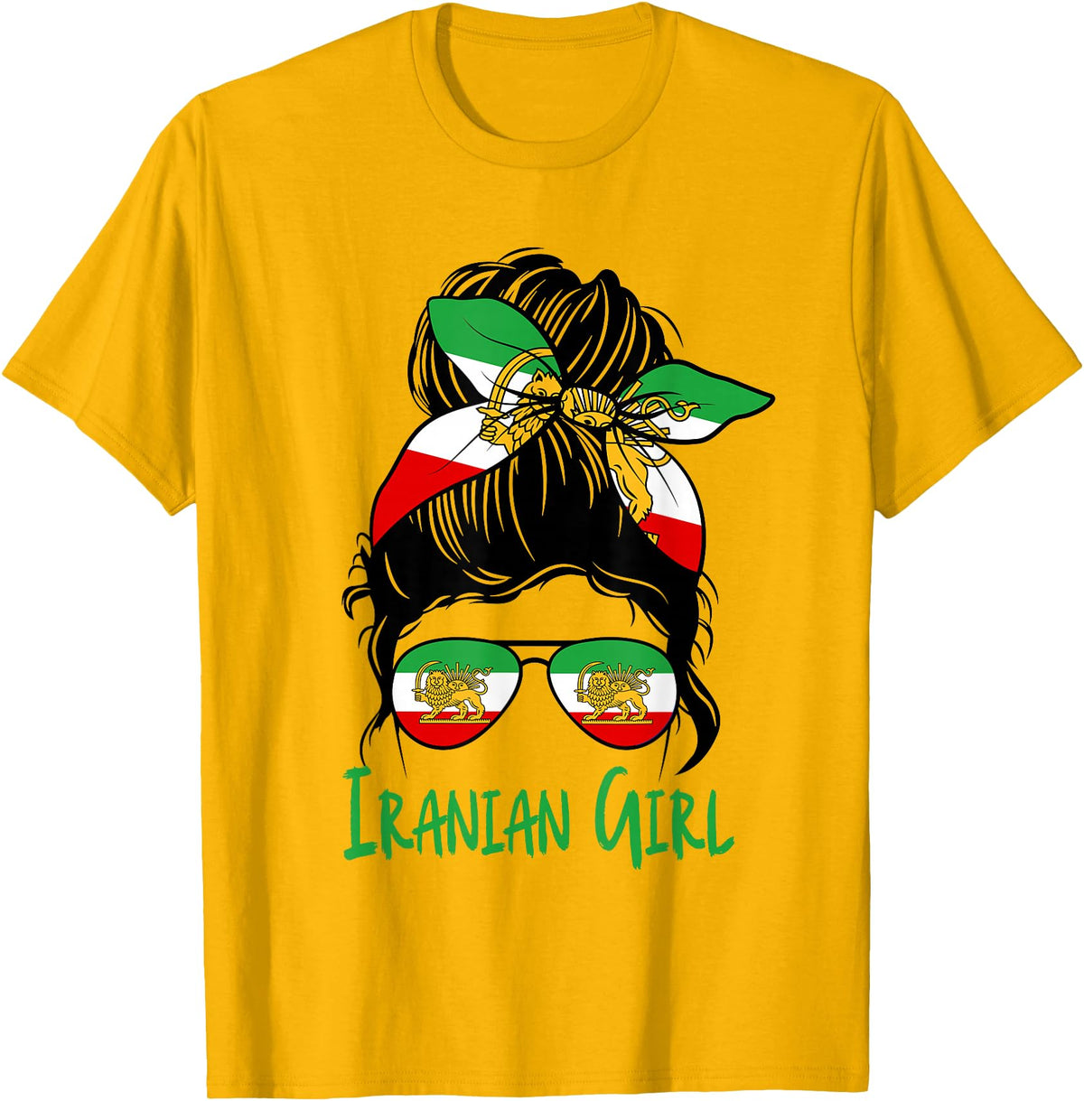 Iran For Women Iranian For Girl Flag Lion Persian T-Shirt - Golden Yellow