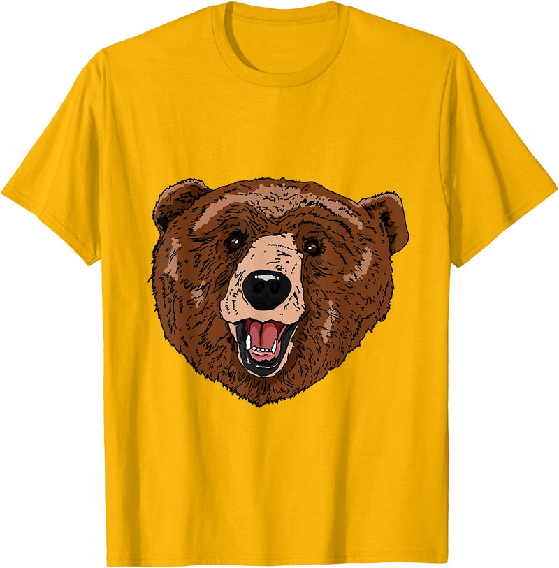 Bear Head Gift idea for Bear Lover Smile friendly brown Bear Head for Bears Lovers T-Shirt - Golden Yellow