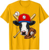 Wowsome! Cow Baseball Cow Lovers Baseball Player T-Shirt - Golden Yellow