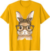 Easter Bunny Leopard Glasses Bandana Rabbit Women Girls Kids T-Shirt in Golden Yellow