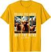 Follow The Word Not The Herd Christian Western Highland Cow T-Shirt - Golden Yellow