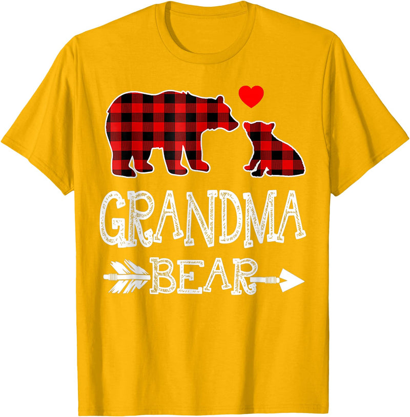 Grandma Bear Red Plaid Shirt Gift For Grandma Grandma Bear Red Checked Shirt Gift for Grandma T-Shirt - Golden Yellow