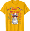 Happy 4th of July Patriotic Rabbit Animals Lovers Fireworks T-Shirt in Golden Yellow