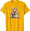 KAEDAM Gifts: Highland Cows Cute Baby Highland Cow Calf Love Spring Pastel Novelty T-Shirt - Golden Yellow