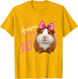 Funny Guinea Pig Birthday Party Girls 10 Years Old Guinea Pig Birthday for Girls 10th Bday T-Shirt - Golden Yellow