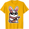 Easter Bunny Rabbit Playing Ukulele Player Musician Hawaii T-Shirt in Golden Yellow