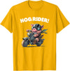 Best Animal Buddies Funny Hog Rider Pig Riding Motorcycle T-Shirt - Golden Yellow