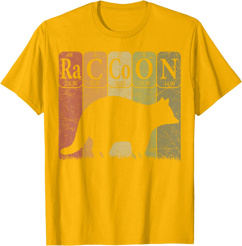 Raccoon Periodic Chemistry Elements Retro Racoon Raccoon Periodic Table Elements Racoon Nerd Vintage T-Shirt - Golden Yellow