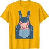 Pig Farm Animal Costumes Pig Costume - Funny Farmer, Pocket, Farm, Women, Men, Kids T-Shirt - Golden Yellow